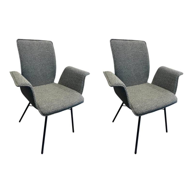 2er-Set Armlehnstuhl Yanis Stoff Alpine ALP203 Thyme Grau Gestell Anthrazit Schw... von Raum.Freunde