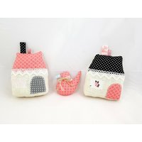 3 Er Set Deko Strandhaus , Möwen Aus Stoff Beige Rosa von RaumAusStoff