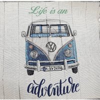 Kissen Campervan Gefüllt Vw Bulli Bus Flower Power Camping Fan Beige Blau Geschenk Kissen Campervan Gefüllt Vw Bulli Bus Flower Power Camping Fan Beige Blau Geschenk von RaumAusStoff