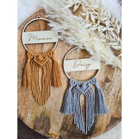 Personalisiertes Makramee Mini Am Holzring, Traumfänger Mit Name, Boho Deko Für Kinderzimmer/Babyzimmer Zimmertür Wand von RaumgefluesterByNini
