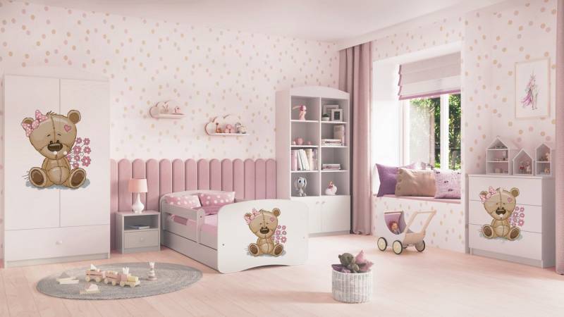 Raumhirsch Furniture Kinderbett 70x140, 80x160, 80x180 cm - Komplettset mit Matratze & Schublade (Bett für Mädchen, Einzelbett Kinder 2–12, mit Rausfallschutz & Lattenrost), verschiedene Farben & Designs von Raumhirsch Furniture