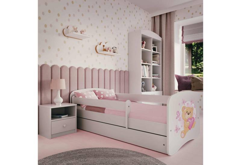 Raumhirsch Furniture Kinderbett 70x140, 80x160, 80x180 cm - Komplettset mit Matratze & Schublade (Bett für Mädchen, Einzelbett Kinder 2–12, mit Rausfallschutz & Lattenrost), verschiedene Farben & Designs von Raumhirsch Furniture