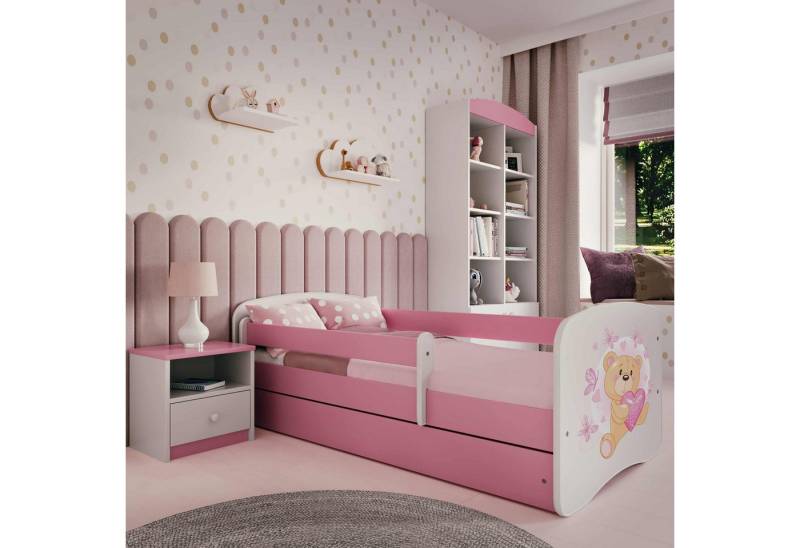 Raumhirsch Furniture Kinderbett 70x140, 80x160, 80x180 cm - Komplettset mit Matratze & Schublade (Bett für Mädchen, Einzelbett Kinder 2–12, mit Rausfallschutz & Lattenrost), verschiedene Farben & Designs von Raumhirsch Furniture