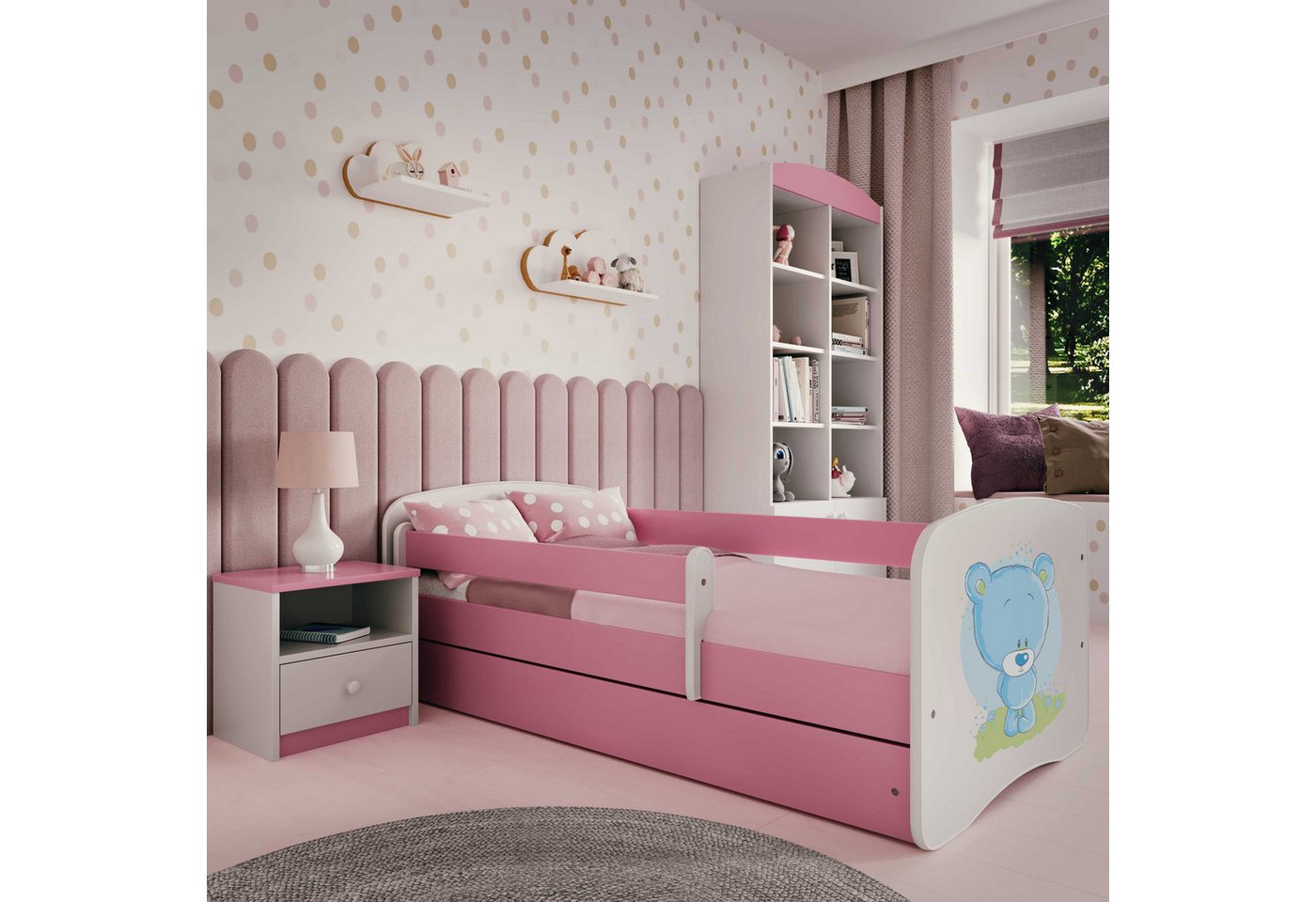 Raumhirsch Furniture Kinderbett 70x140, 80x160, 80x180 cm - Komplettset mit Matratze & Schublade (Bett für Mädchen, Einzelbett Kinder 2–12, mit Rausfallschutz & Lattenrost), verschiedene Farben & Designs von Raumhirsch Furniture