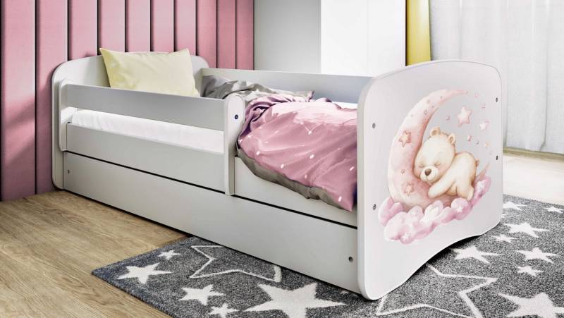 Raumhirsch Furniture Kinderbett 70x140, 80x160, 80x180 cm - Komplettset mit Matratze & Schublade (Bett für Mädchen, Einzelbett Kinder 2–12, mit Rausfallschutz & Lattenrost), verschiedene Farben & Designs von Raumhirsch Furniture