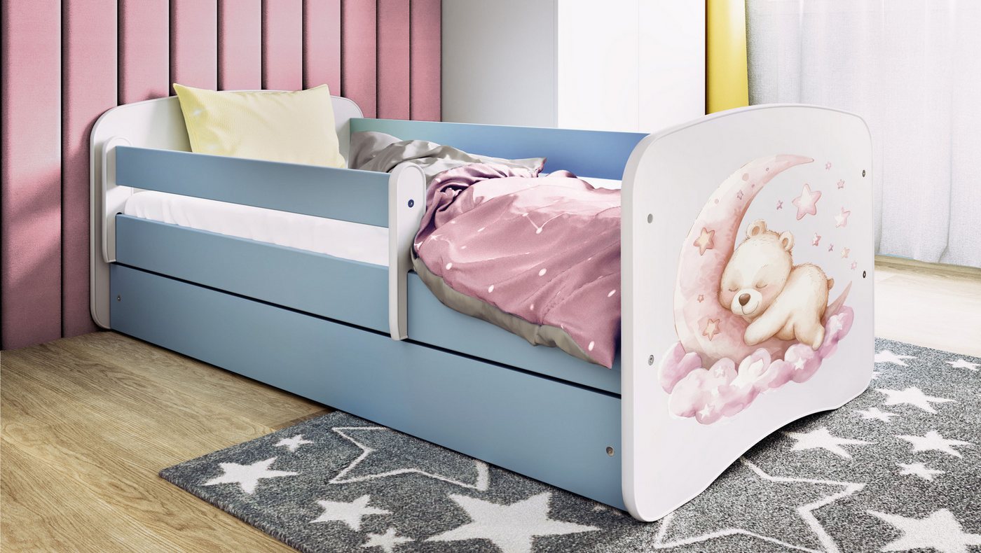 Raumhirsch Furniture Kinderbett 70x140, 80x160, 80x180 cm - Komplettset mit Matratze & Schublade (Bett für Mädchen, Einzelbett Kinder 2–12, mit Rausfallschutz & Lattenrost), verschiedene Farben & Designs von Raumhirsch Furniture