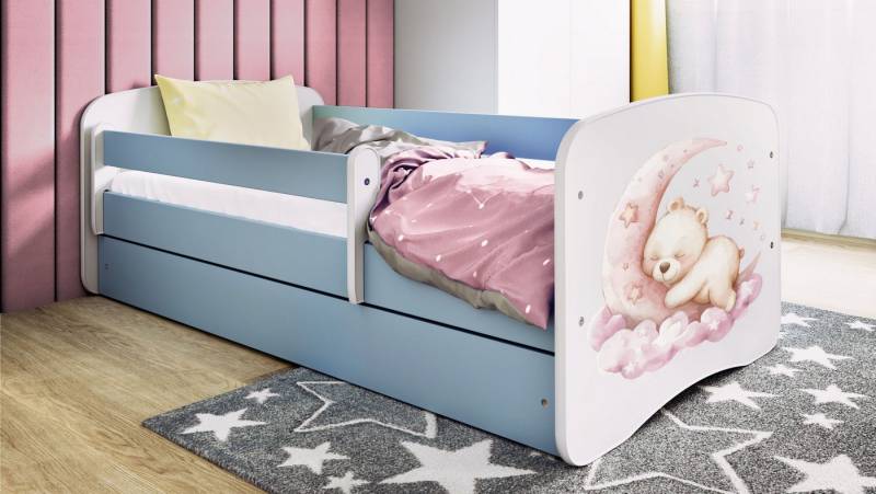 Raumhirsch Furniture Kinderbett 70x140, 80x160, 80x180 cm - Komplettset mit Matratze & Schublade (Bett für Mädchen, Einzelbett Kinder 2–12, mit Rausfallschutz & Lattenrost), verschiedene Farben & Designs von Raumhirsch Furniture