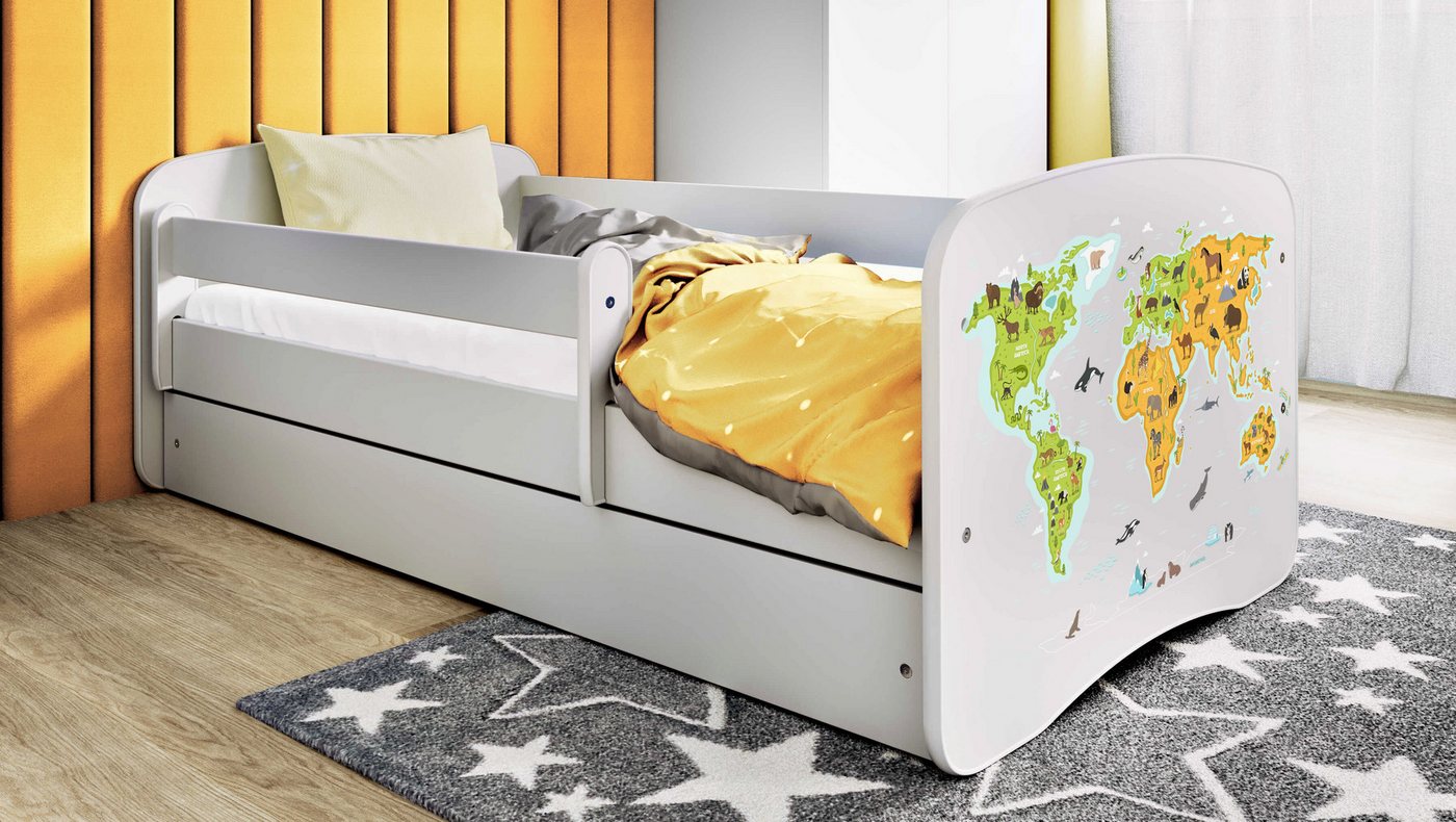 Raumhirsch Furniture Kinderbett 70x140, 80x160, 80x180 cm - Komplettset mit Matratze & Schublade (Bett für Jungs, Einzelbett für Kinder 2–12 Jahre mit Rausfallschutz), verschiedene Farben & Designs von Raumhirsch Furniture