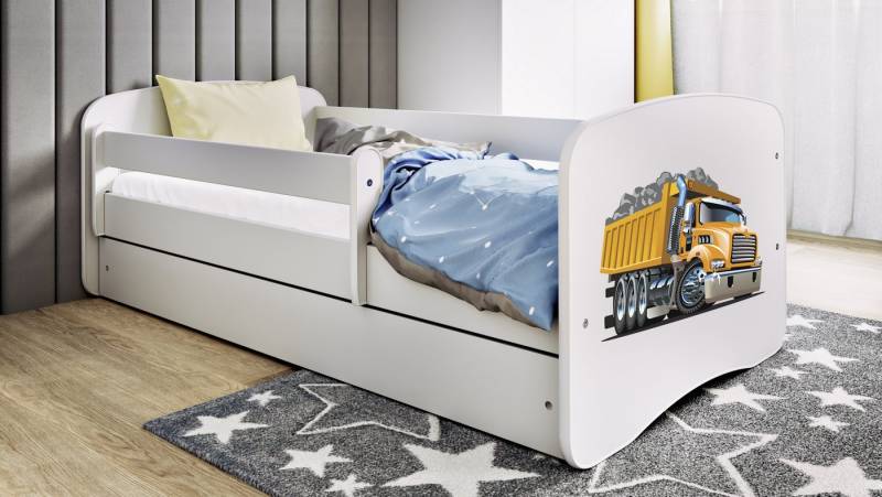 Raumhirsch Furniture Kinderbett 70x140, 80x160, 80x180 cm - Komplettset mit Matratze & Schublade (Bett für Jungs, Einzelbett für Kinder 2–12 Jahre mit Rausfallschutz), verschiedene Farben & Designs von Raumhirsch Furniture