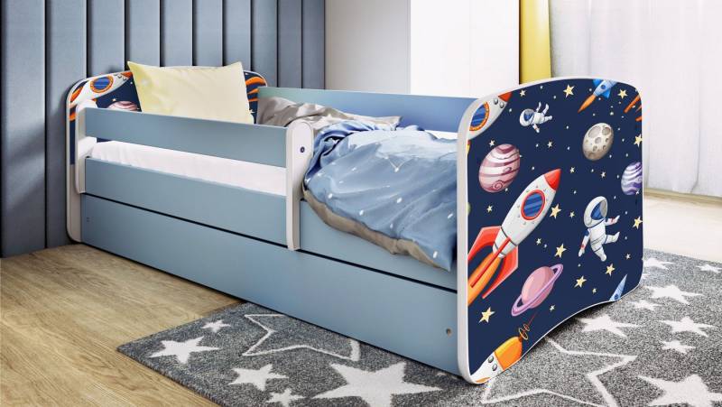 Raumhirsch Furniture Kinderbett 70x140, 80x160, 80x180 cm - Komplettset mit Matratze & Schublade (Bett für Jungs, Einzelbett für Kinder 2–12 Jahre mit Rausfallschutz), verschiedene Farben & Designs von Raumhirsch Furniture