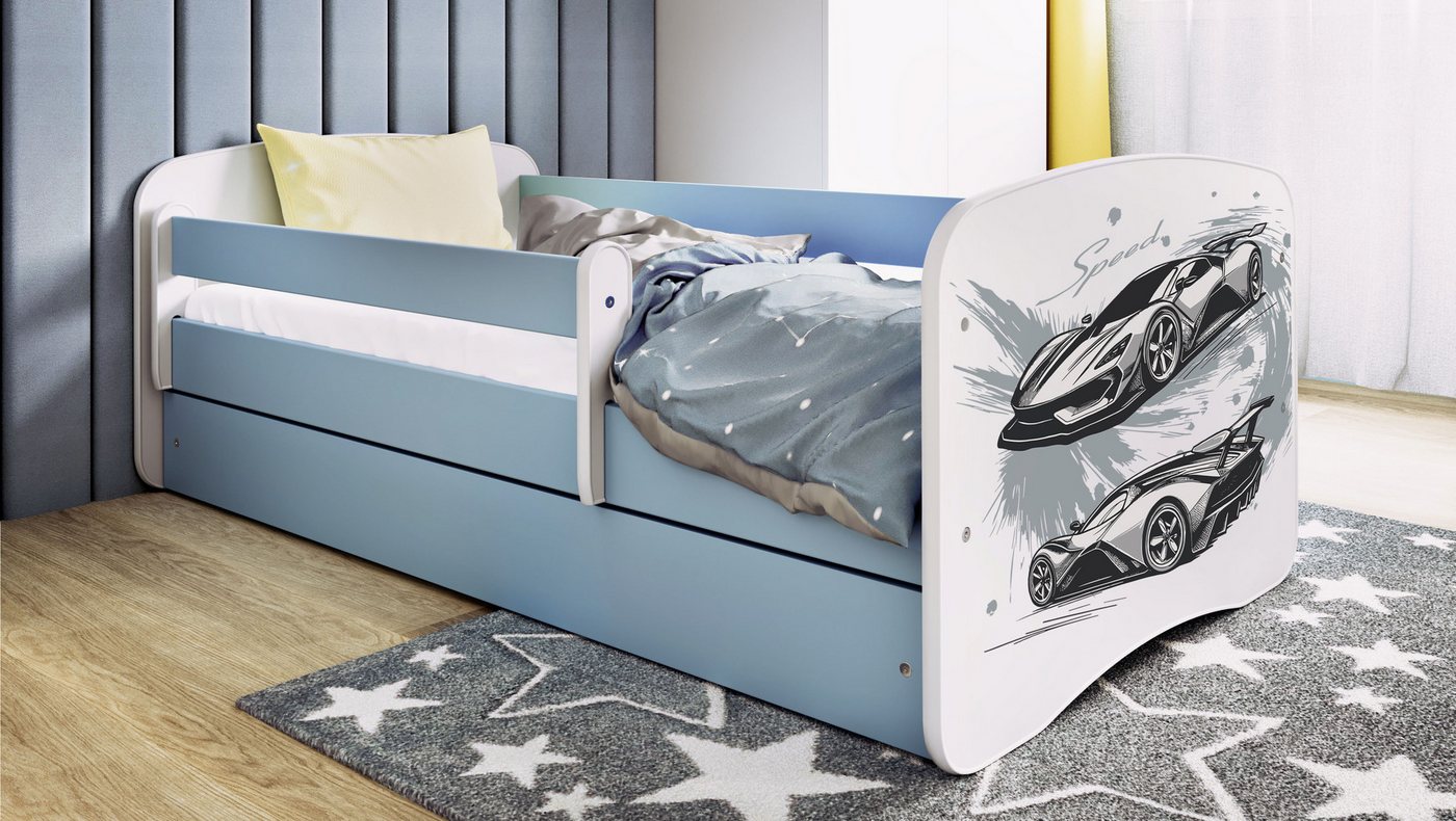 Raumhirsch Furniture Kinderbett 70x140, 80x160, 80x180 cm - Komplettset mit Matratze & Schublade (Bett für Jungs, Einzelbett für Kinder 2–12 Jahre mit Rausfallschutz), verschiedene Farben & Designs von Raumhirsch Furniture