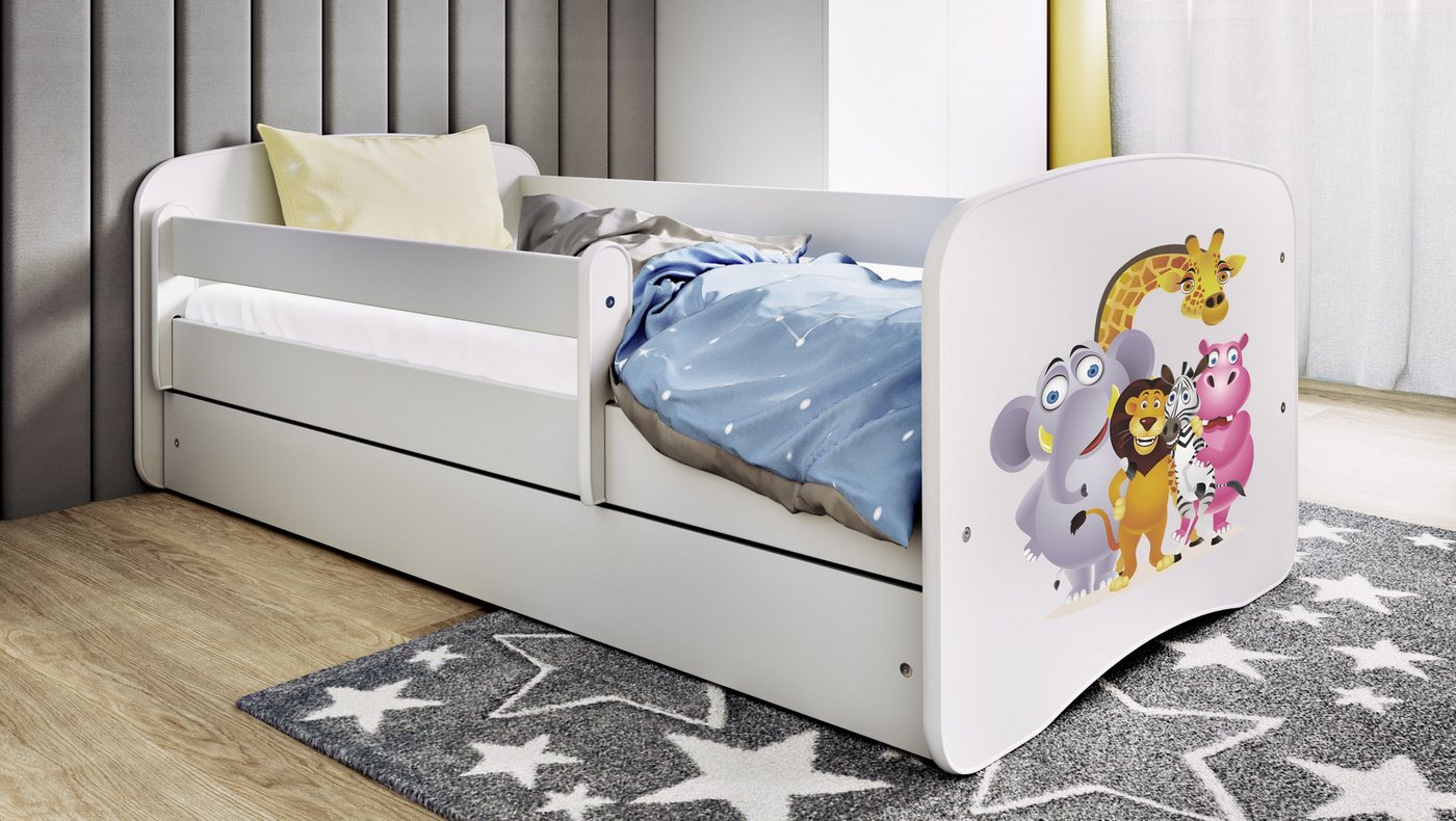 Raumhirsch Furniture Kinderbett 70x140, 80x160, 80x180 cm - Komplettset mit Matratze & Schublade (Bett für Mädchen, Einzelbett für Kinder von 2-12 Jahren, Rausfallschutz und Lattenrost), verschiedene Farben & Designs von Raumhirsch Furniture