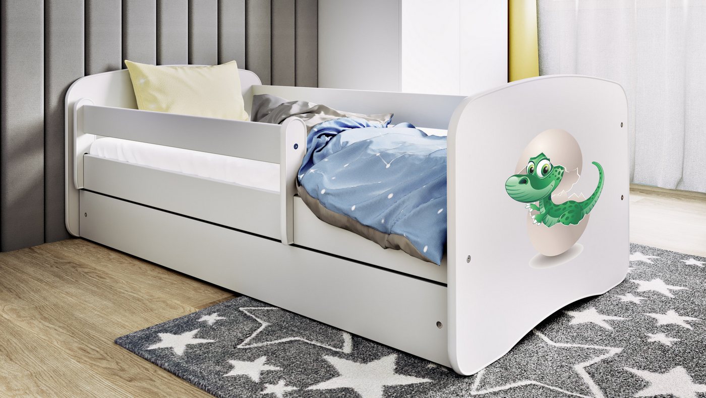 Raumhirsch Furniture Kinderbett 70x140, 80x160, 80x180 cm - Komplettset mit Matratze & Schublade (Bett für Mädchen, Einzelbett für Kinder von 2-12 Jahren, Rausfallschutz und Lattenrost), verschiedene Farben & Designs von Raumhirsch Furniture