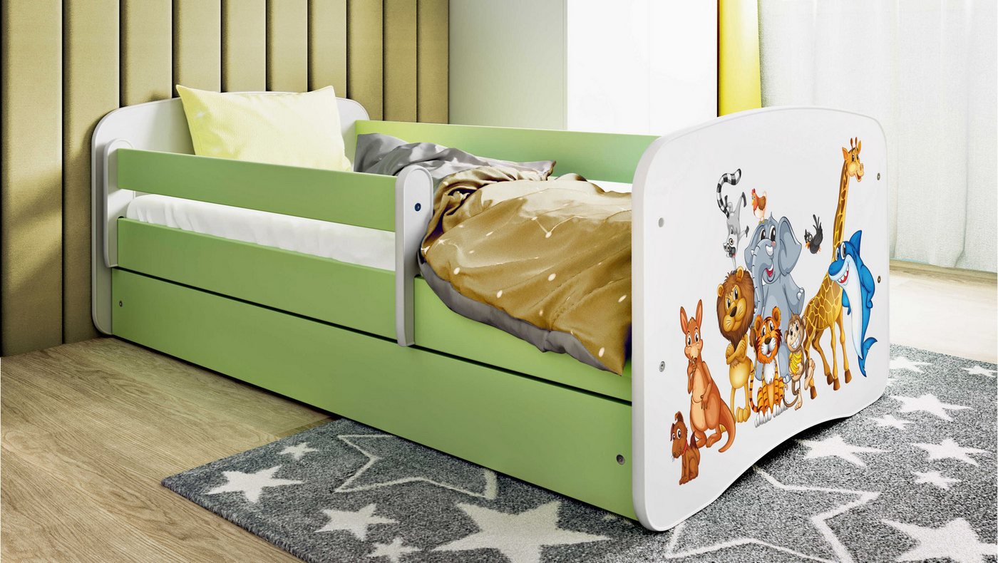 Raumhirsch Furniture Kinderbett 70x140, 80x160, 80x180 cm - Komplettset mit Matratze & Schublade (Bett für Mädchen, Einzelbett für Kinder von 2-12 Jahren, Rausfallschutz und Lattenrost), verschiedene Farben & Designs von Raumhirsch Furniture