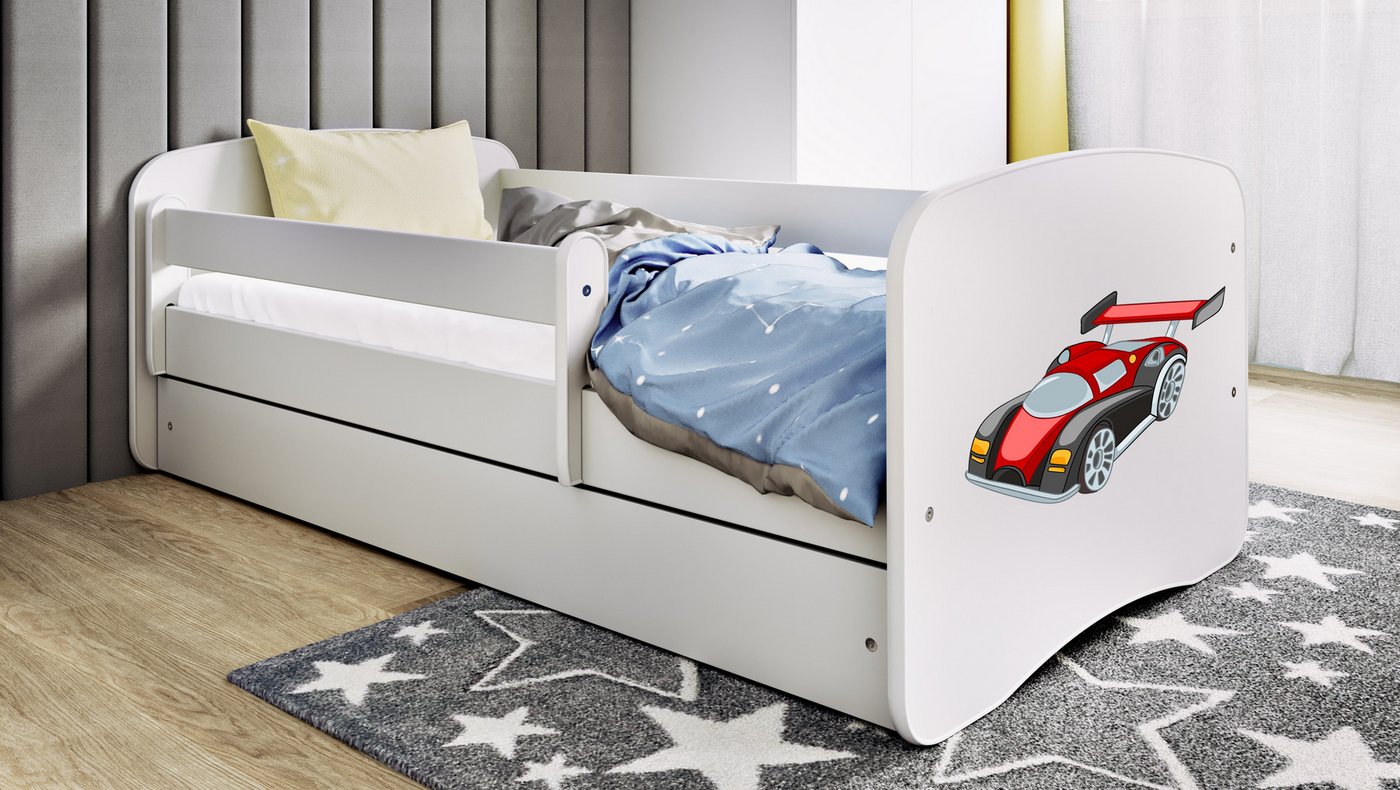 Raumhirsch Furniture Kinderbett 70x140, 80x160, 80x180 cm - Komplettset mit Matratze & Schublade (Bett für Mädchen, Einzelbett für Kinder von 2-12 Jahren, Rausfallschutz und Lattenrost), verschiedene Farben & Designs von Raumhirsch Furniture