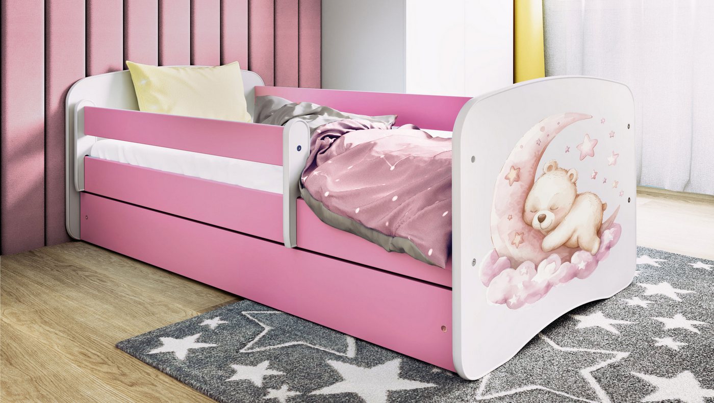 Raumhirsch Furniture Kinderbett 70x140, 80x160, 80x180 cm - Komplettset mit Schublade (Bett für Mädchen, Einzelbett Kinder 2–12, mit Rausfallschutz & Lattenrost), verschiedene Farben & Designs von Raumhirsch Furniture