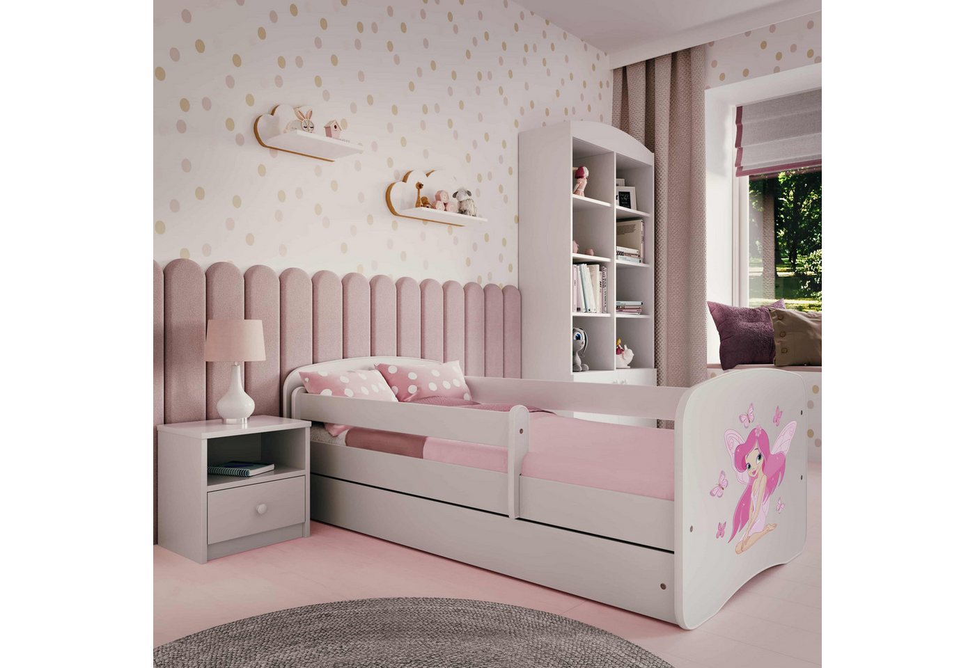 Raumhirsch Furniture Kinderbett 70x140, 80x160, 80x180 cm - Komplettset mit Schublade (Bett für Mädchen, Einzelbett Kinder 2–12, mit Rausfallschutz & Lattenrost), verschiedene Farben & Designs von Raumhirsch Furniture