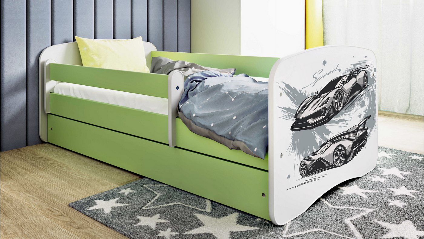 Raumhirsch Furniture Kinderbett 70x140, 80x160, 80x180 cm - Komplettset mit Schublade (Bett für Jungs, Einzelbett für Kinder 2–12 Jahre mit Rausfallschutz), verschiedene Farben & Designs von Raumhirsch Furniture