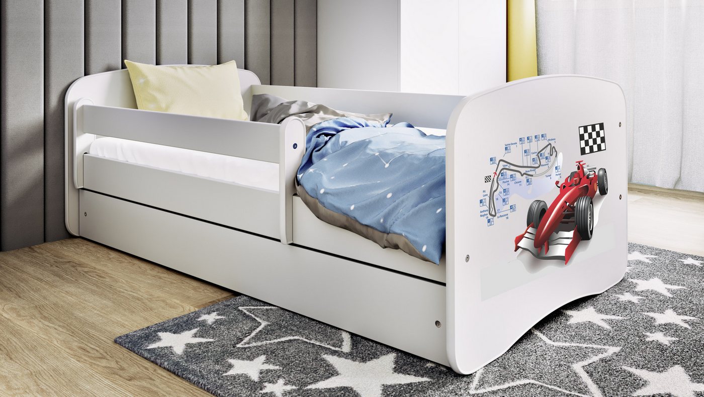 Raumhirsch Furniture Kinderbett 70x140, 80x160, 80x180 cm - Komplettset mit Schublade (Bett für Jungs, Einzelbett für Kinder 2–12 Jahre mit Rausfallschutz), verschiedene Farben & Designs von Raumhirsch Furniture