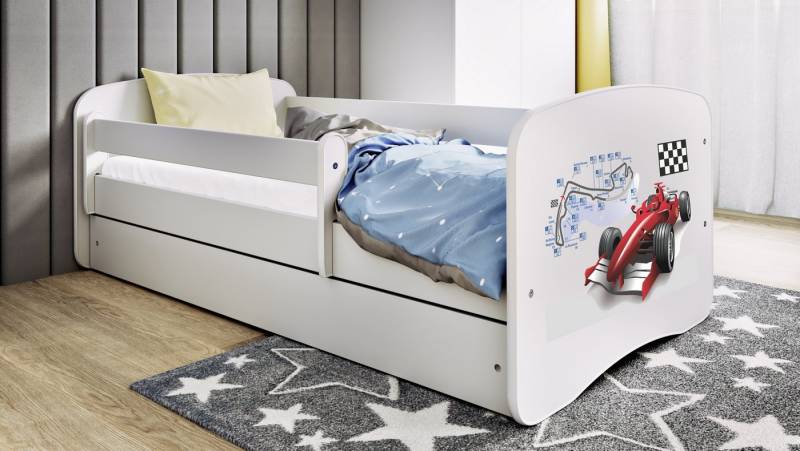 Raumhirsch Furniture Kinderbett 70x140, 80x160, 80x180 cm - Komplettset mit Schublade (Bett für Jungs, Einzelbett für Kinder 2–12 Jahre mit Rausfallschutz), verschiedene Farben & Designs von Raumhirsch Furniture