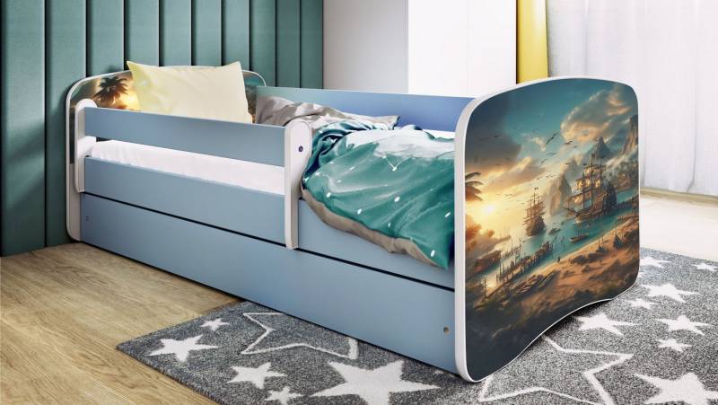 Raumhirsch Furniture Kinderbett 70x140, 80x160, 80x180 cm - Komplettset mit Schublade (Bett für Jungs, Einzelbett für Kinder 2–12 Jahre mit Rausfallschutz), verschiedene Farben & Designs von Raumhirsch Furniture