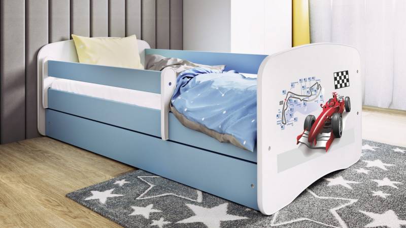 Raumhirsch Furniture Kinderbett 70x140, 80x160, 80x180 cm - Komplettset mit Schublade (Bett für Jungs, Einzelbett für Kinder 2–12 Jahre mit Rausfallschutz), verschiedene Farben & Designs von Raumhirsch Furniture