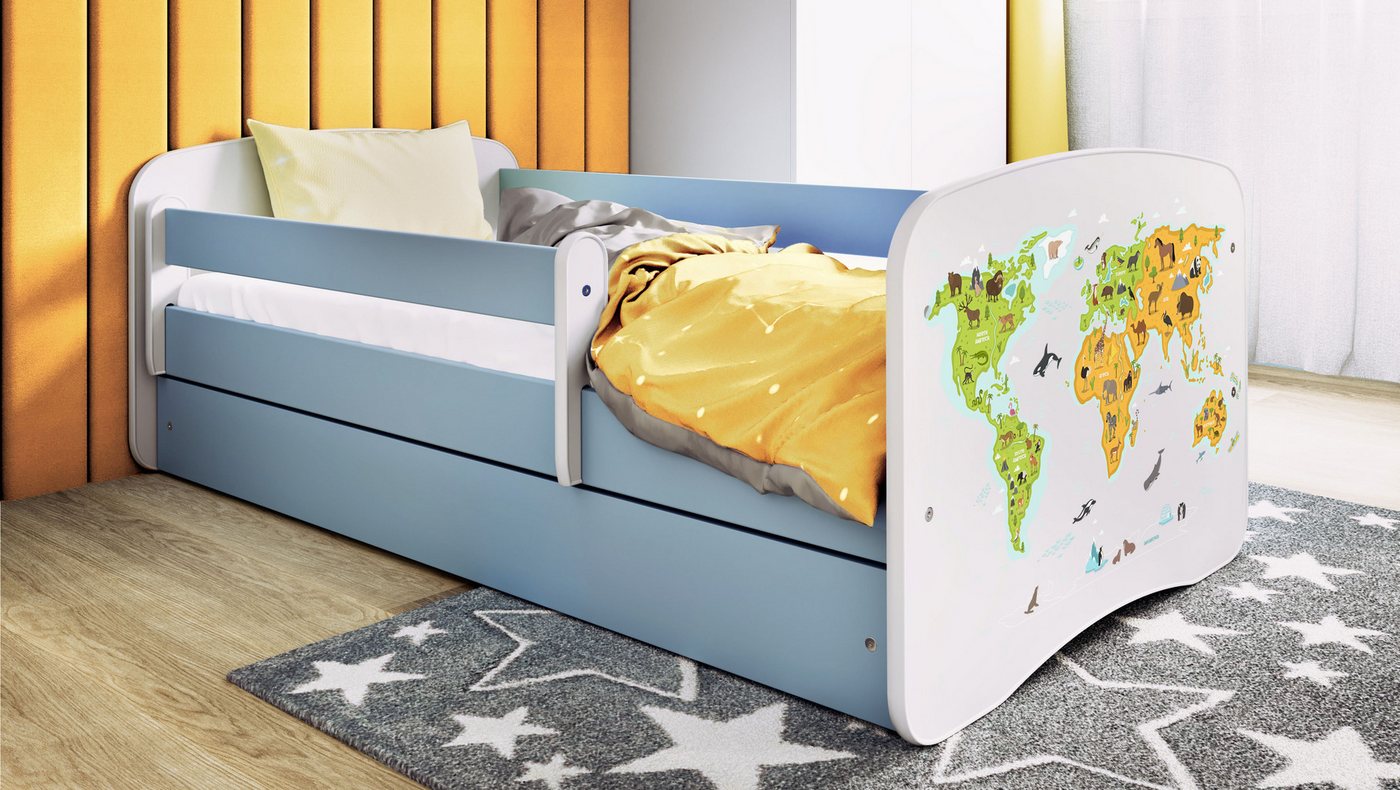 Raumhirsch Furniture Kinderbett 70x140, 80x160, 80x180 cm - Komplettset mit Schublade (Bett für Jungs, Einzelbett für Kinder 2–12 Jahre mit Rausfallschutz), verschiedene Farben & Designs von Raumhirsch Furniture