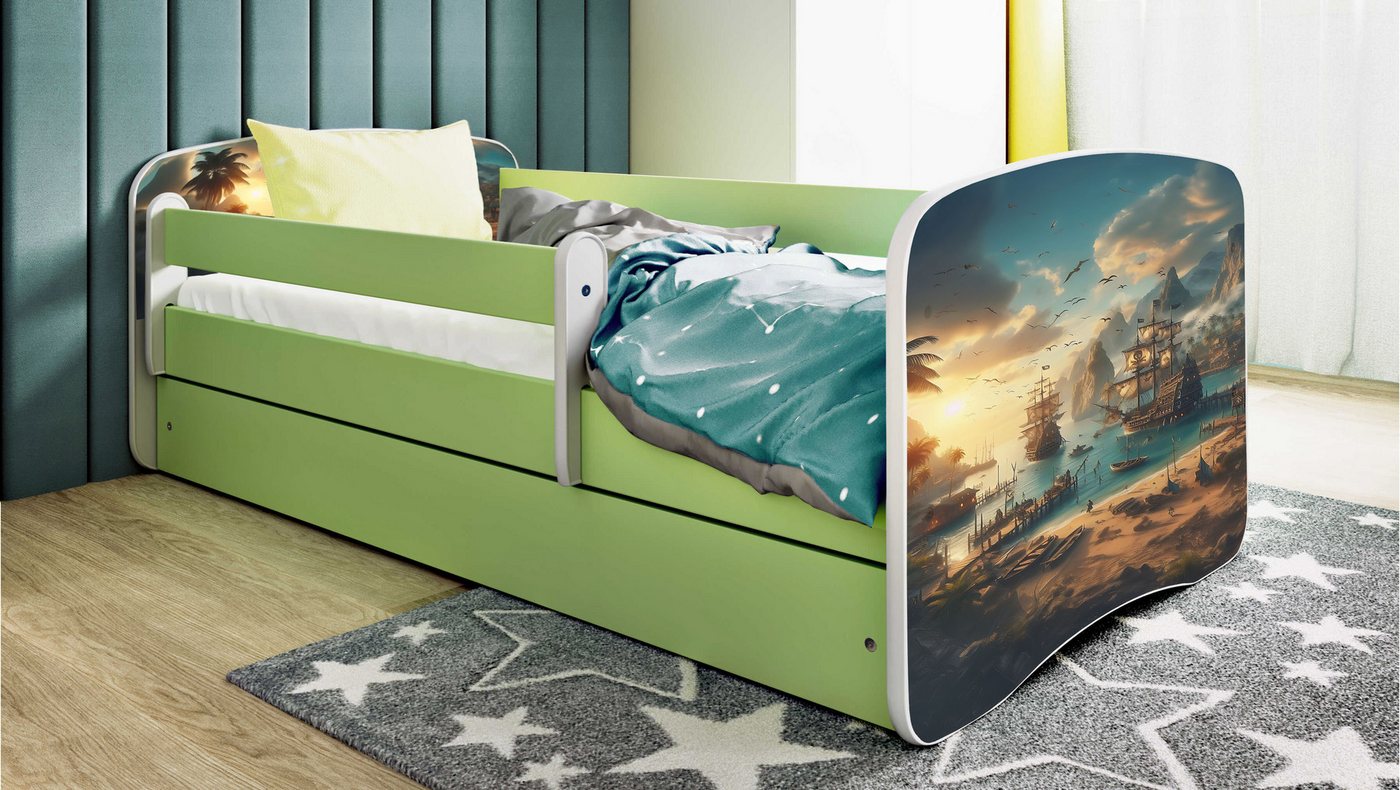 Raumhirsch Furniture Kinderbett 70x140, 80x160, 80x180 cm - Komplettset mit Schublade (Bett für Jungs, Einzelbett für Kinder 2–12 Jahre mit Rausfallschutz), verschiedene Farben & Designs von Raumhirsch Furniture