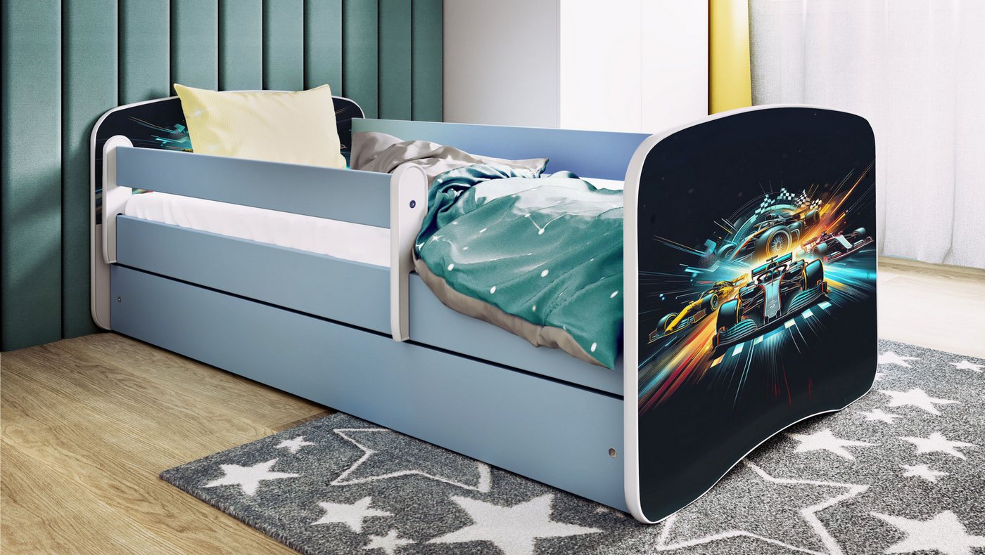 Raumhirsch Furniture Kinderbett 70x140, 80x160, 80x180 cm - Komplettset mit Schublade (Bett für Jungs, Einzelbett für Kinder 2–12 Jahre mit Rausfallschutz), verschiedene Farben & Designs von Raumhirsch Furniture