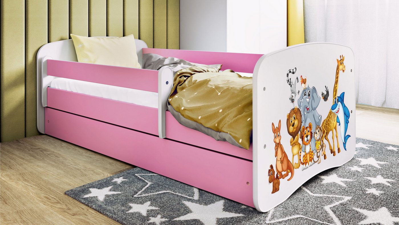 Raumhirsch Furniture Kinderbett 70x140, 80x160, 80x180 cm - Komplettset mit Schublade (Bett für Mädchen, Einzelbett für Kinder von 2-12 Jahren, Rausfallschutz und Lattenrost), verschiedene Farben & Designs von Raumhirsch Furniture
