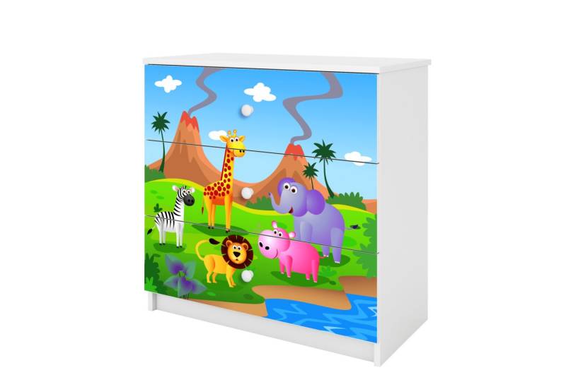 Raumhirsch Furniture Kinderregal Kinderkommode mit Tiermotiven, Spielzeugregal mit Schubladen - Kinderzimmermöbel, stabile Konstruktion, kindgerecht, verschiedene Farben & Designs von Raumhirsch Furniture