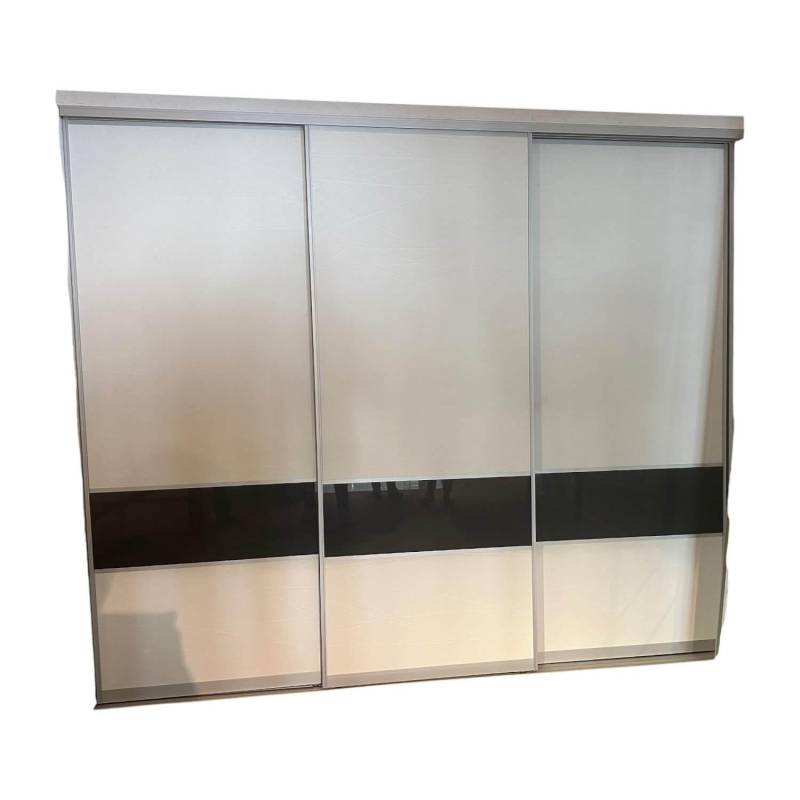 Schiebetürenschrank Front Weiß Matt Strukturiert Korpus Grau Mit Hochwertiger In... Schiebetürenschrank Front Weiß Matt Strukturiert Korpus Grau Mit Hochwertiger In... von Raumplus