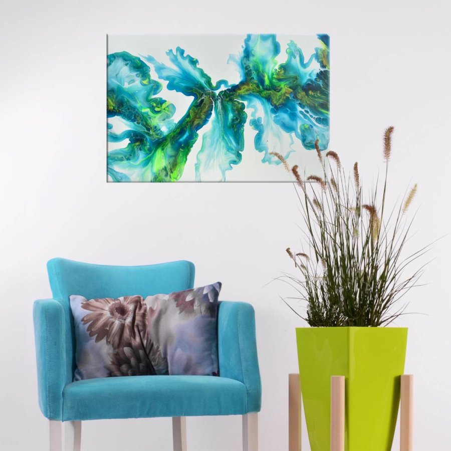 Acryl Pouring Bild 60x40cm "Ocean Whisper" Unikat - Raumzutaten.de | Online Shop von Raumzutaten