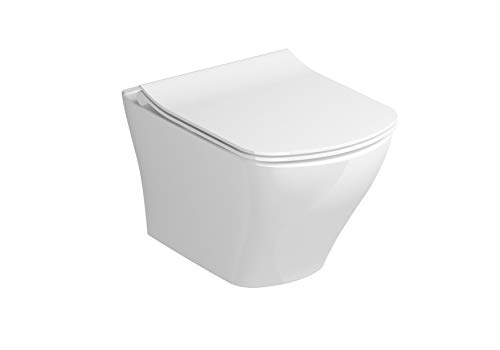 RAVAK Hänge-WC RimOff – Spülrandloses Wand-WC Set mit WC-Sitz Slim & SoftClose – Design Toilette zur Wandmontage inkl. Sitz (Style 2) von RAVAK