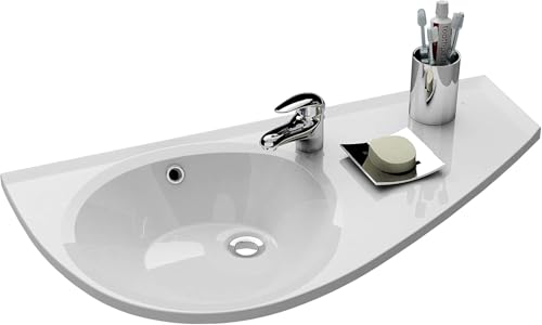 Eckwaschbecken Wandmontage 85x45 cm mit Hahnloch & Überlauf | Hängewaschbecken Avocado | Platzsparendes Waschbecken für kleine Bäder | Moderner Waschtisch, Hochwertiges Design von Ravak