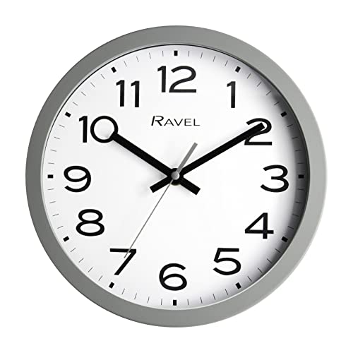 Ravel - Moderne 25cm Wanduhr für Büro und Küche - Analog Quarz - RWC.25.13 - Mittelgrau von Ravel