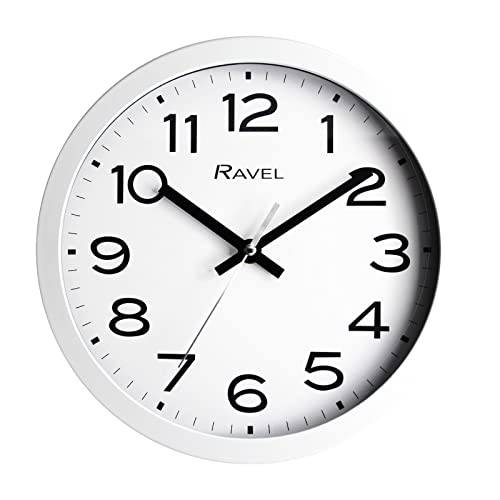 Ravel - Moderne 25cm Wanduhr für Büro und Küche - Analog Quarz - RWC.25.4 - Weiß von Ravel