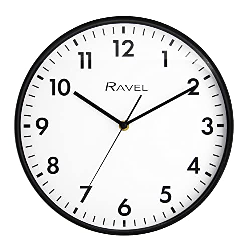 Ravel - Moderne 30cm Wanduhr für Büro und Küche - Analog Quarz - RWC.30.3 - Schwarz von Ravel