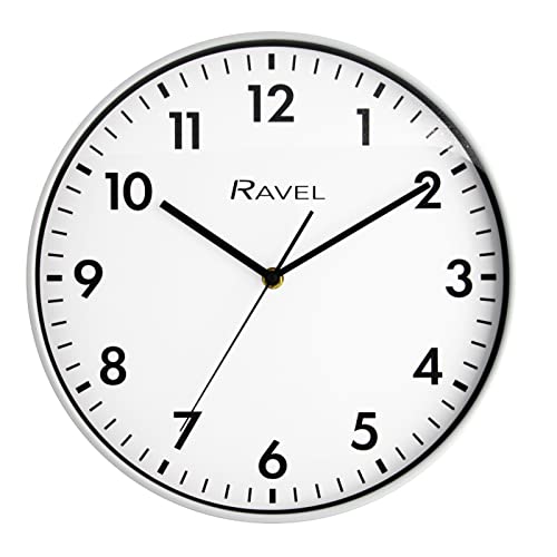 Ravel - Moderne 30cm Wanduhr für Büro und Küche - Analog Quarz - RWC.30.4 - Weiß von Ravel