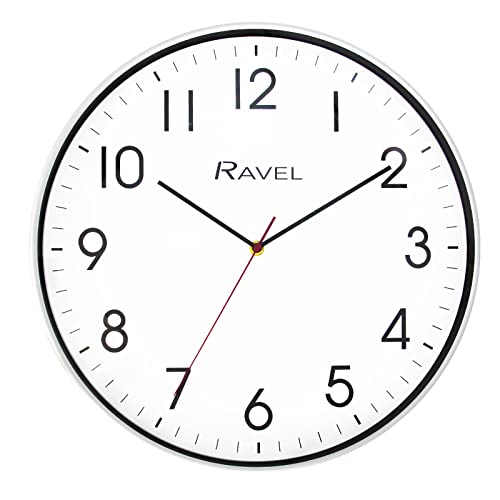 Ravel - Moderne 40cm Wanduhr für Büro und Küche - Analog Quarz - RWC.40.4 - Weiß von Ravel