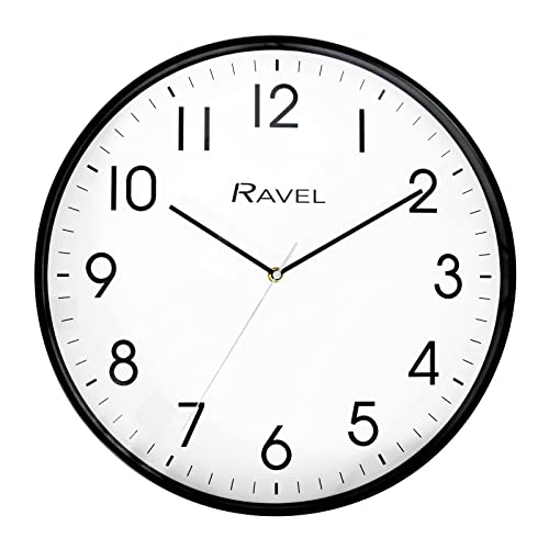 Ravel - Moderne 40cm Wanduhr für Büro und Küche - Analog Quarz - RWC.40.3 - Schwarz von Ravel