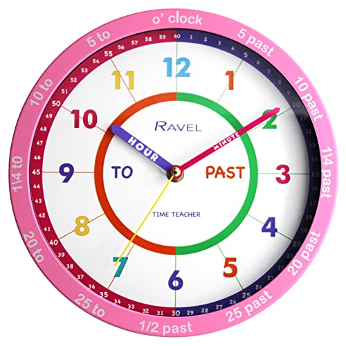 Ravel R.KC.08 Kinder-Wanduhr mit Analog-Quarz, 25 cm, Rosa von Ravel