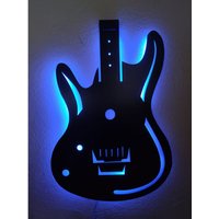 E-Gitarre Wandkunst | Wanddeko Gitarre Geführt Gitarrenschild Musik von RavendesignArt
