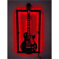 E-Gitarre Wandkunst | Wanddeko Gitarre Geschenke Led-Zeichen Geführt Wohndekor von RavendesignArt