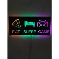 Gamer Zimmer Led-Schild | Wandbild Aus Holz Led-Design Spielzimmer Schild Led von RavendesignArt