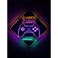 Gamer Zone Led Wandkunst | Spielzimmer Schild Design Geschenk Rgb Wohndekor von RavendesignArt