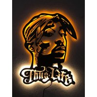 Tupac Shakur Led Schild | Tupac Wandbilder Wanddeko Rap Wandkunst Hiphop Dekor Musik von RavendesignArt