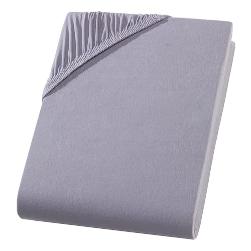 Kinder Jersey Spannbettlaken - 60-70 x 140 x 18 cm - 100% Baummwolle - Oeko-tex® Made in Green zertifiziertes Spannbetttuch - Gummizug - Grau von Ravensberger Matratzen