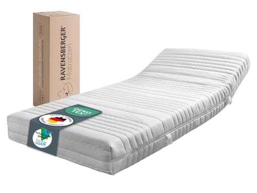 Ravensberger Matratzen HR-Kaltschaummatratze Komfort-SAN® 180x220 cm - Härtegrad H3, mittelfest - Höhe 18cm - 7-Zonen Matratze mit Baumwoll-Doppeltuch-Bezug - Oeko-TEX®-Zertifiziert - Made in Germany von Ravensberger Matratzen