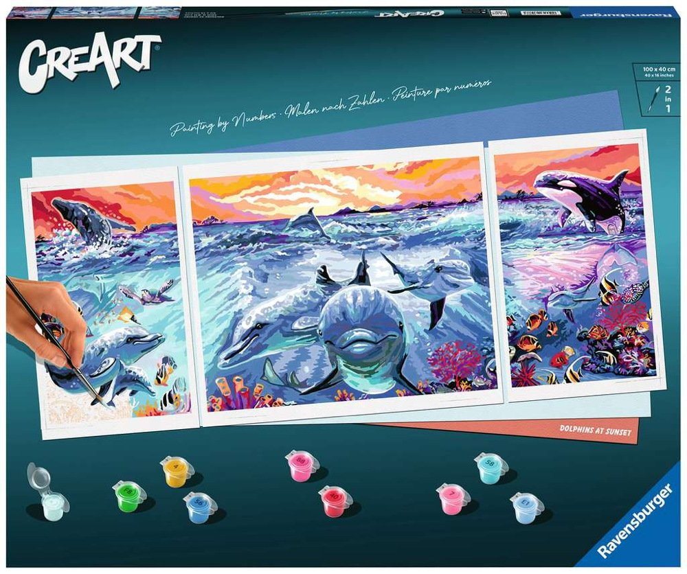 Ravensburger Verlag GmbH Malen nach Zahlen Malen nach Zahlen CREART Premium Dolphins Sunset Triptychon 23577 von Ravensburger Verlag GmbH